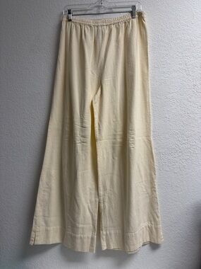 NWOT Soft Surroundings Wide Leg Cream High Waist Pants L Tall